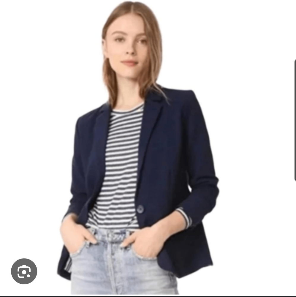 NWT Cupcakes & Cashmere Navy Blue Single Button Lined Blazer Pockets (0) #636